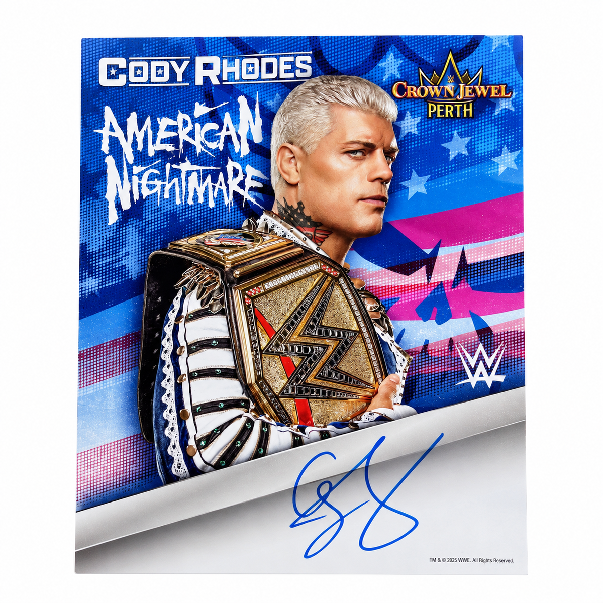 WWE Crown Jewel Perth Cody Rhodes Signed 11x14 Photo Autograph Australia Rare