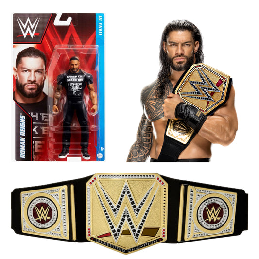 WWE Roman Reigns Epic Bundle - 1x Action Figure and 1x Undisputed Universal Championship Title