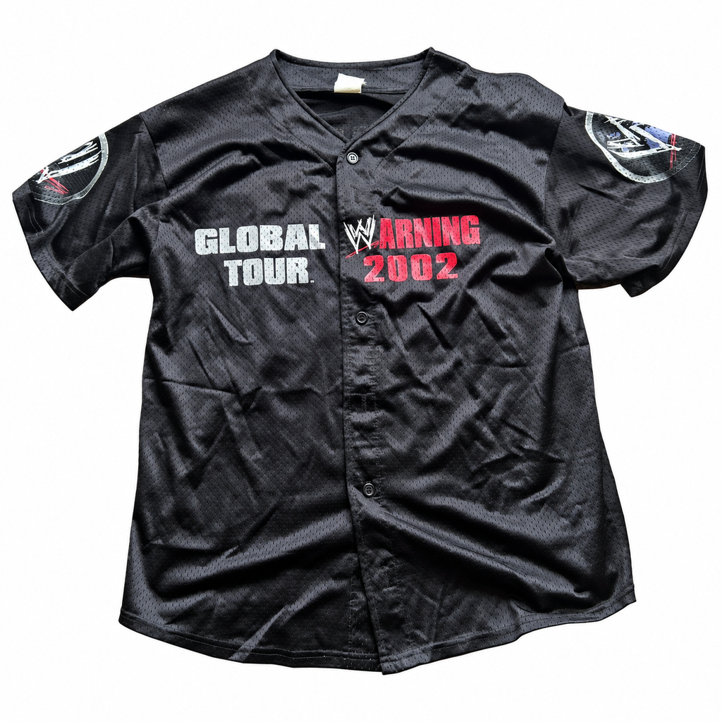 WWE Global Warning Jersey NFL Style 2002 Australia Tour Shirt Size Large