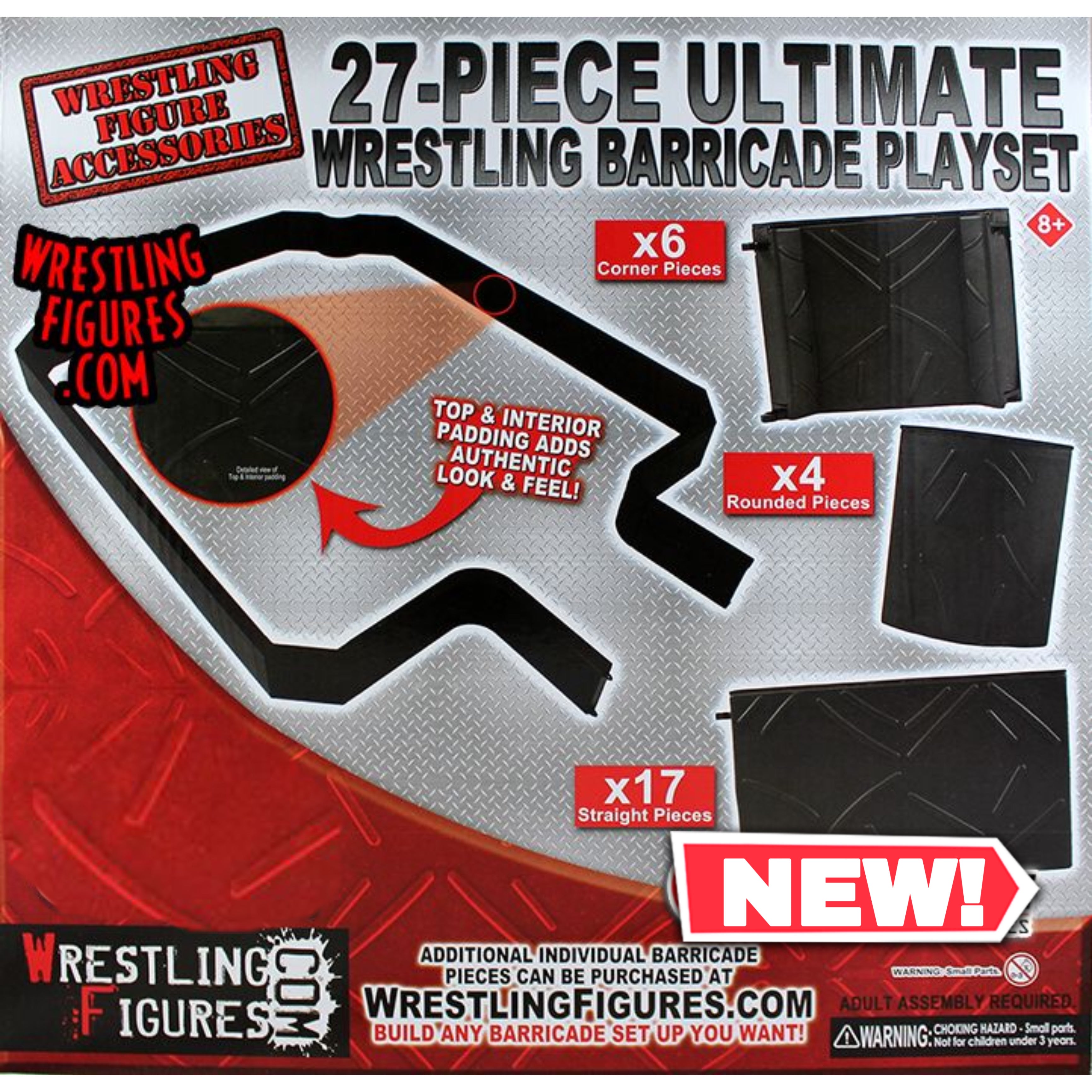 Bundle Deal - 27 Piece Ultimate Wrestling Barricade Playset & Floor Mat - Action Figure WWE AEW Playset Accessories