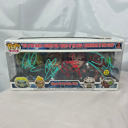 Signed Iron Maiden Glow In The Dark 4 Pack Funko Pop Vinyls Autographed