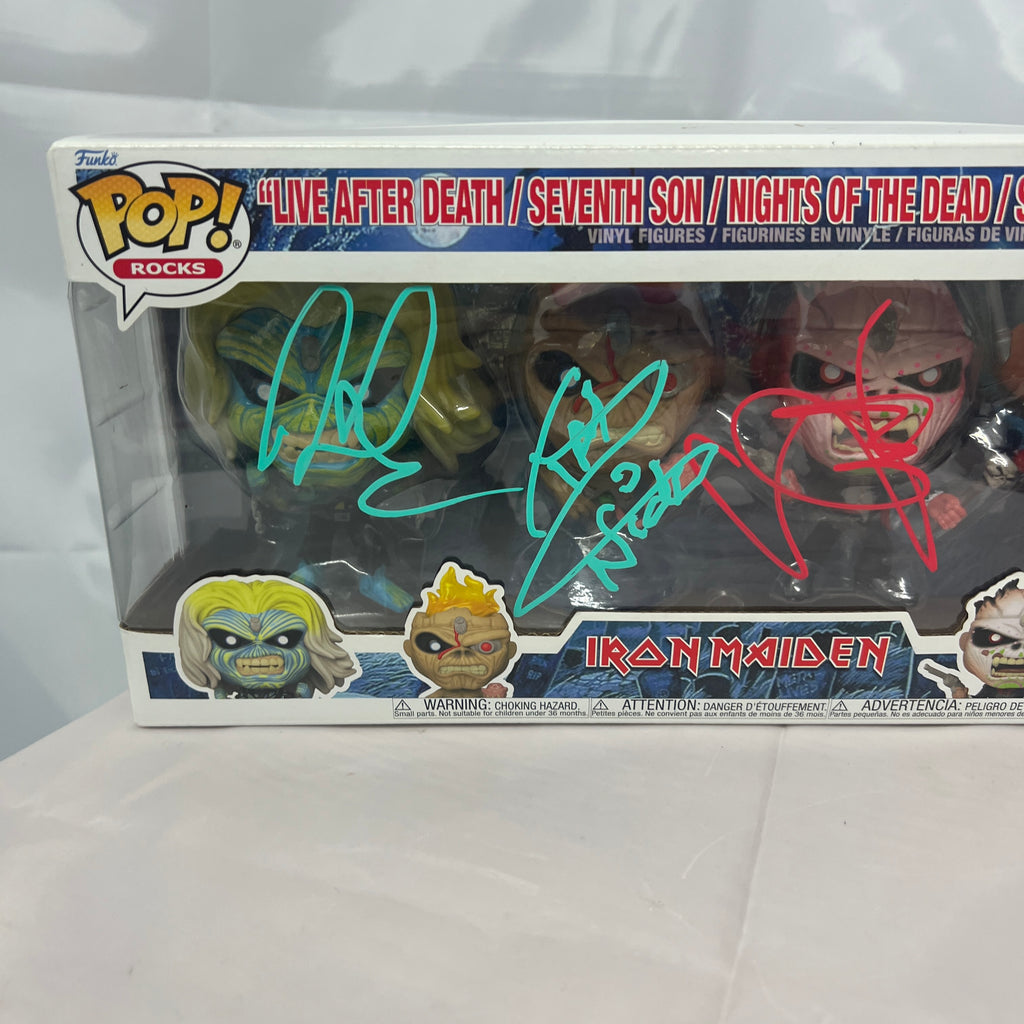 Signed Iron Maiden Glow In The Dark 4 Pack Funko Pop Vinyls Autographed