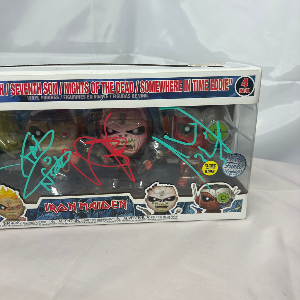 Signed Iron Maiden Glow In The Dark 4 Pack Funko Pop Vinyls Autographed