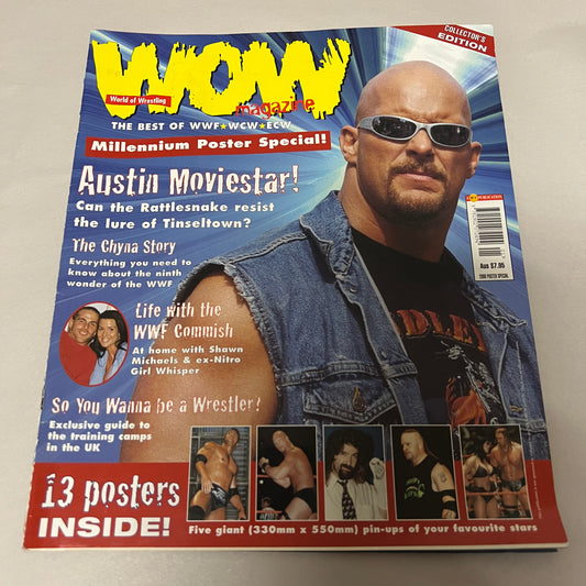 Stone Cold Posters Inside - WOW WWE WCW WWF Magazine Retro Collectable Authentic