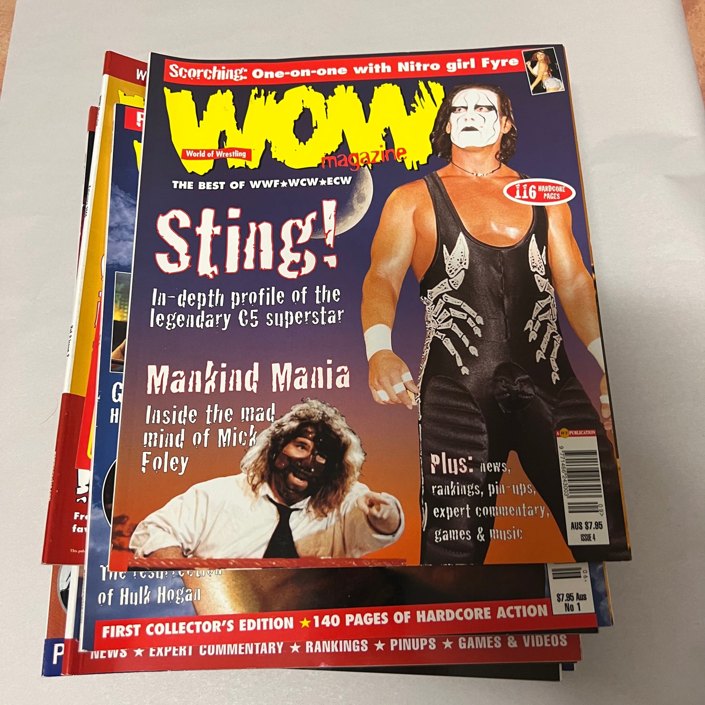 Sting and Mankind - WOW WWE WCW WWF Magazine Retro Collectable Authentic