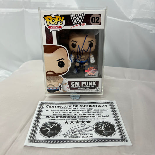 CM Punk - WWE Signed Autographed COA Funko Pop 02 Rare Exclusive
