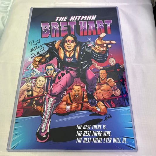 Bret Hitman Hart - WWE Signed Autographed COA A3 Size Comic Print 11 x 17 Inches
