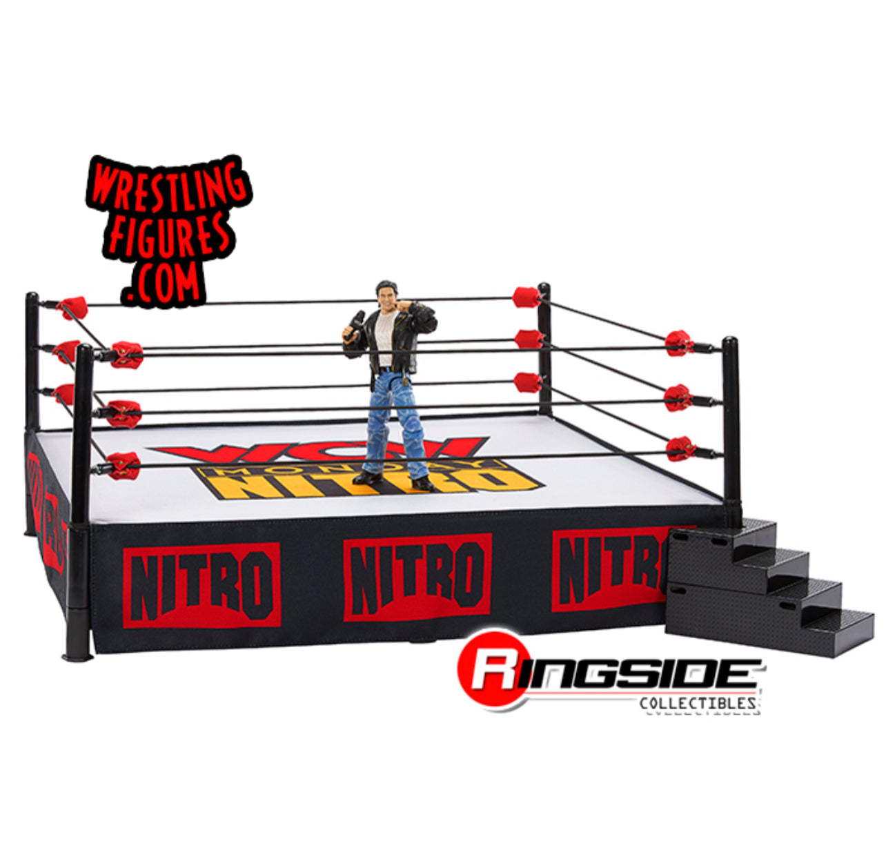WCW Nitro Real Scale Wrestling Ring Playset with Eric Bischoff WWE Ultimate Edition