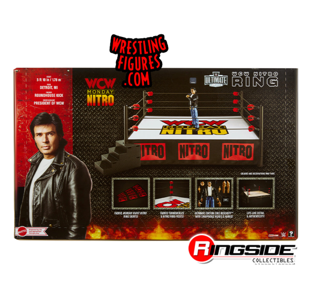 PREORDER WCW Nitro Real Scale Wrestling Ring Playset w/ Eric Bischoff WWE Ultimate Edition