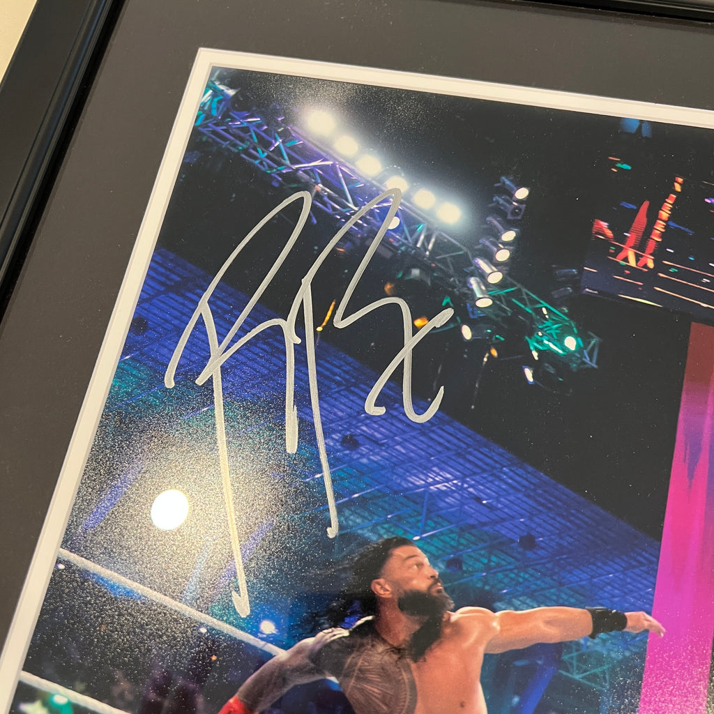 Roman Reigns WWE Autographed 16" x 20" Crown Jewel 2022 vs. Logan Paul Framed