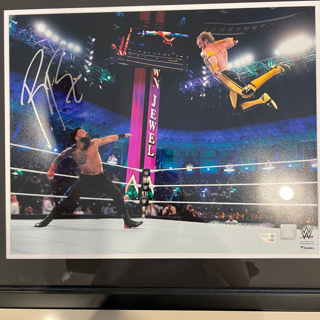 Roman Reigns WWE Autographed 16" x 20" Crown Jewel 2022 vs. Logan Paul Framed