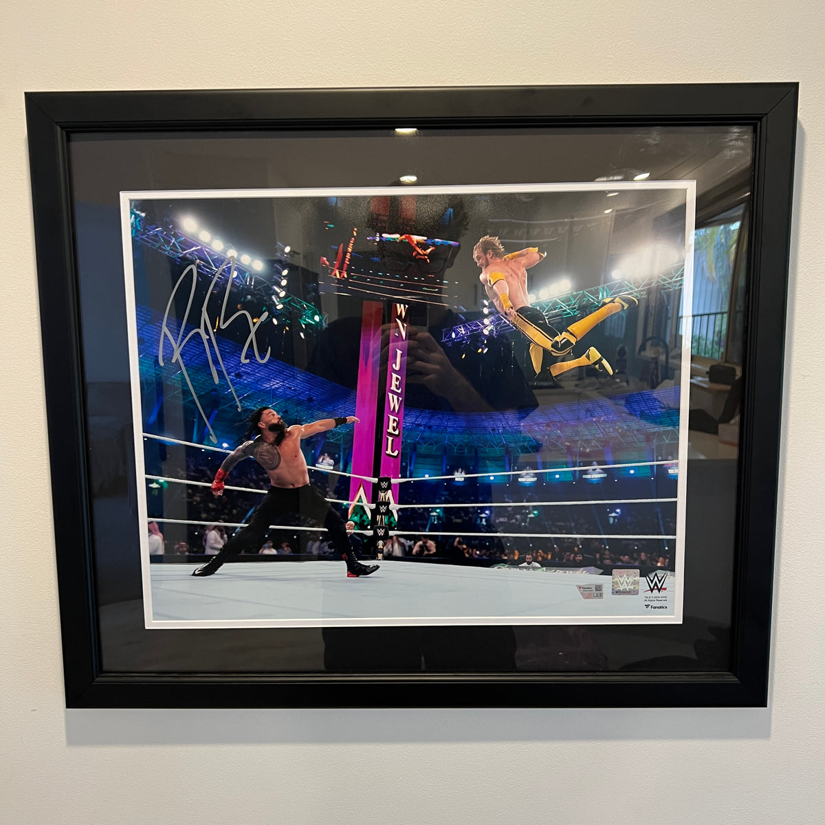 Roman Reigns WWE Autographed 16" x 20" Crown Jewel 2022 vs. Logan Paul Framed