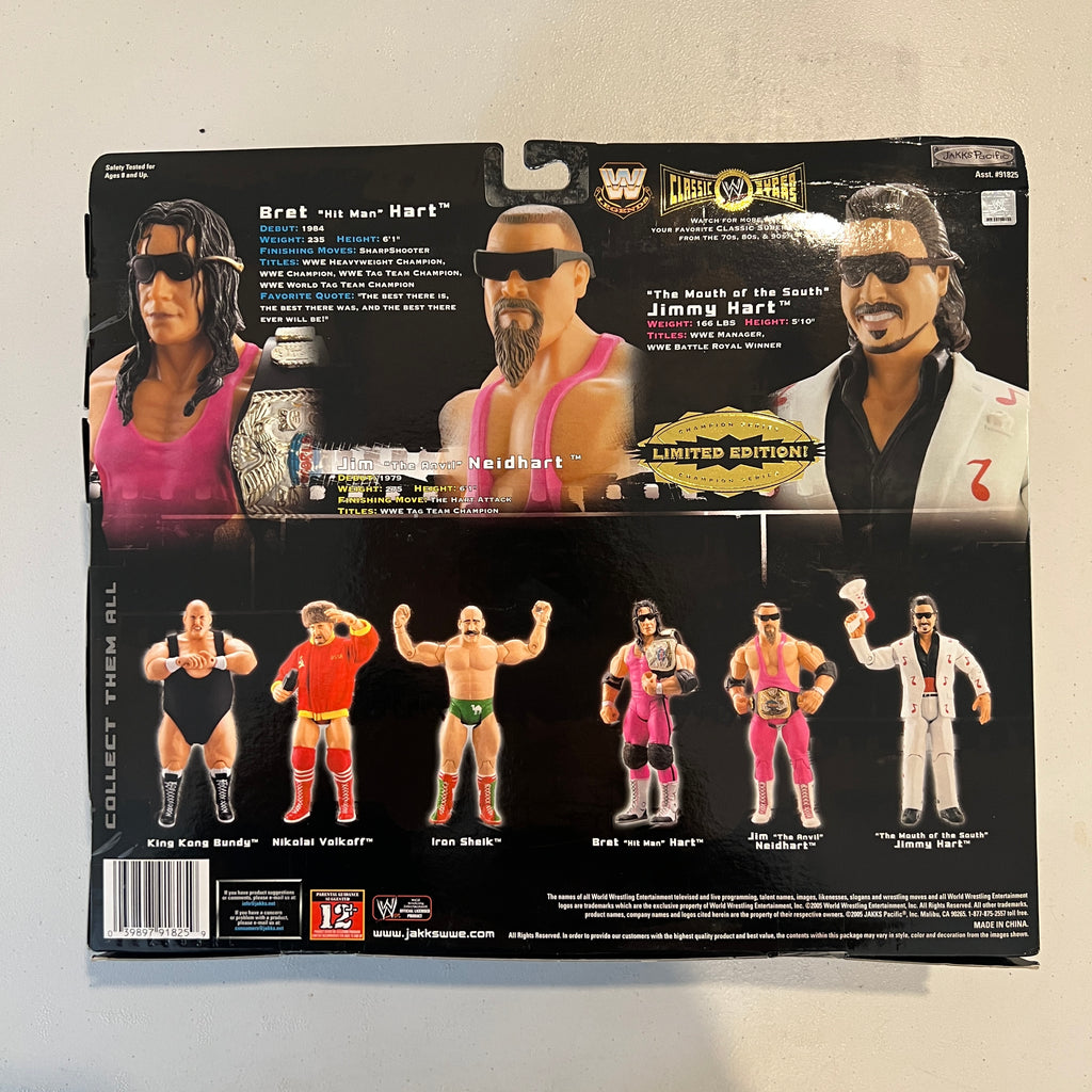 Hart Foundation WWE Classic Superstars 3 Pack Action Figures Jakks