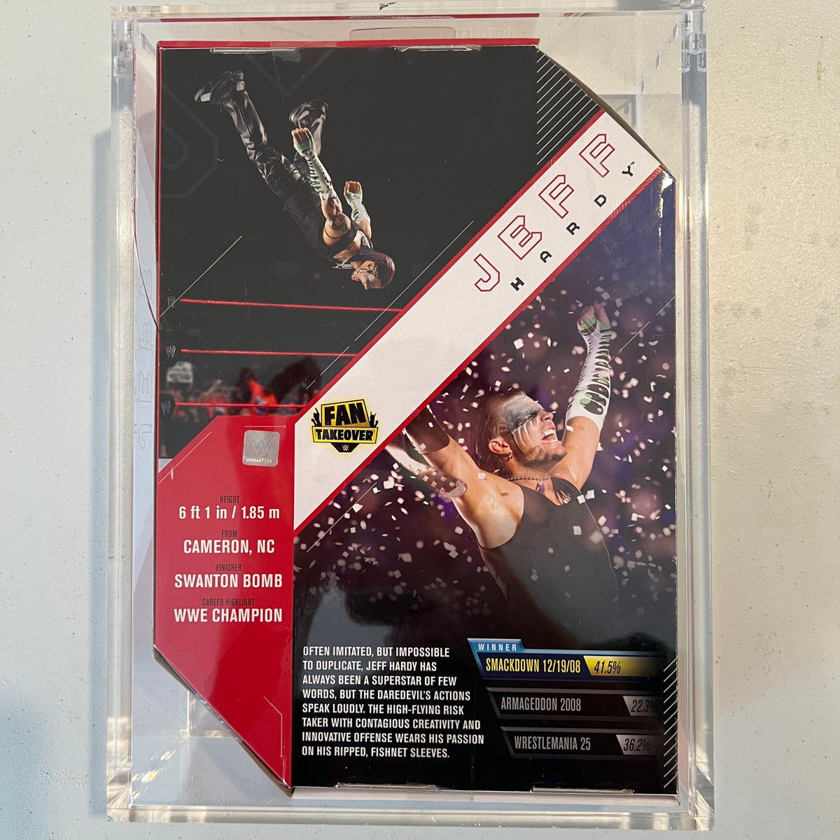 WWE Jeff Hardy Ultimate Edition Fan Takeover Action Figure Mattel in Acrylic Case