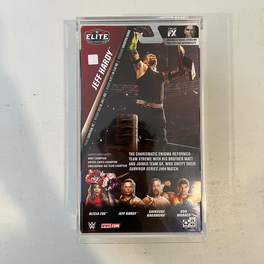 WWE Jeff Hardy Elite Survivor Series Action Figure Mattel in Acrylic Case