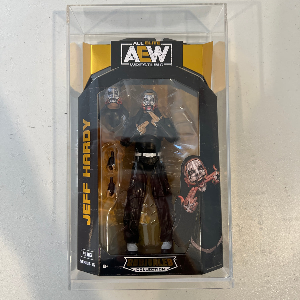 AEW Jeff Hardy Unrivaled 16 Action Figure Action Figure WWE in Acrylic Case