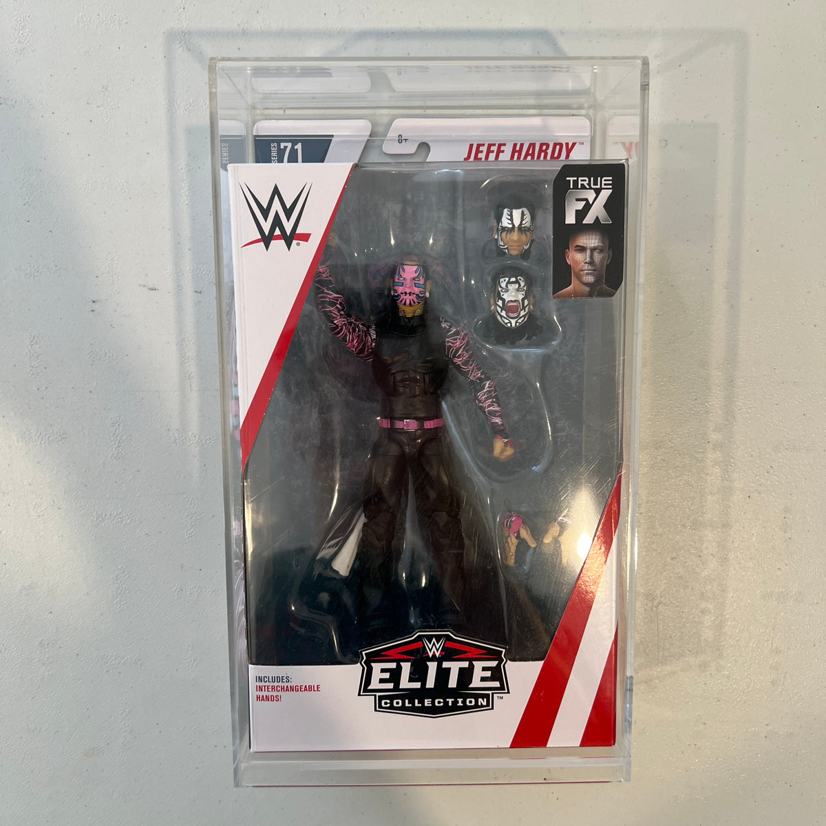 WWE Jeff Hardy Elite 71 Action Figure Mattel in Acrylic Defender Case