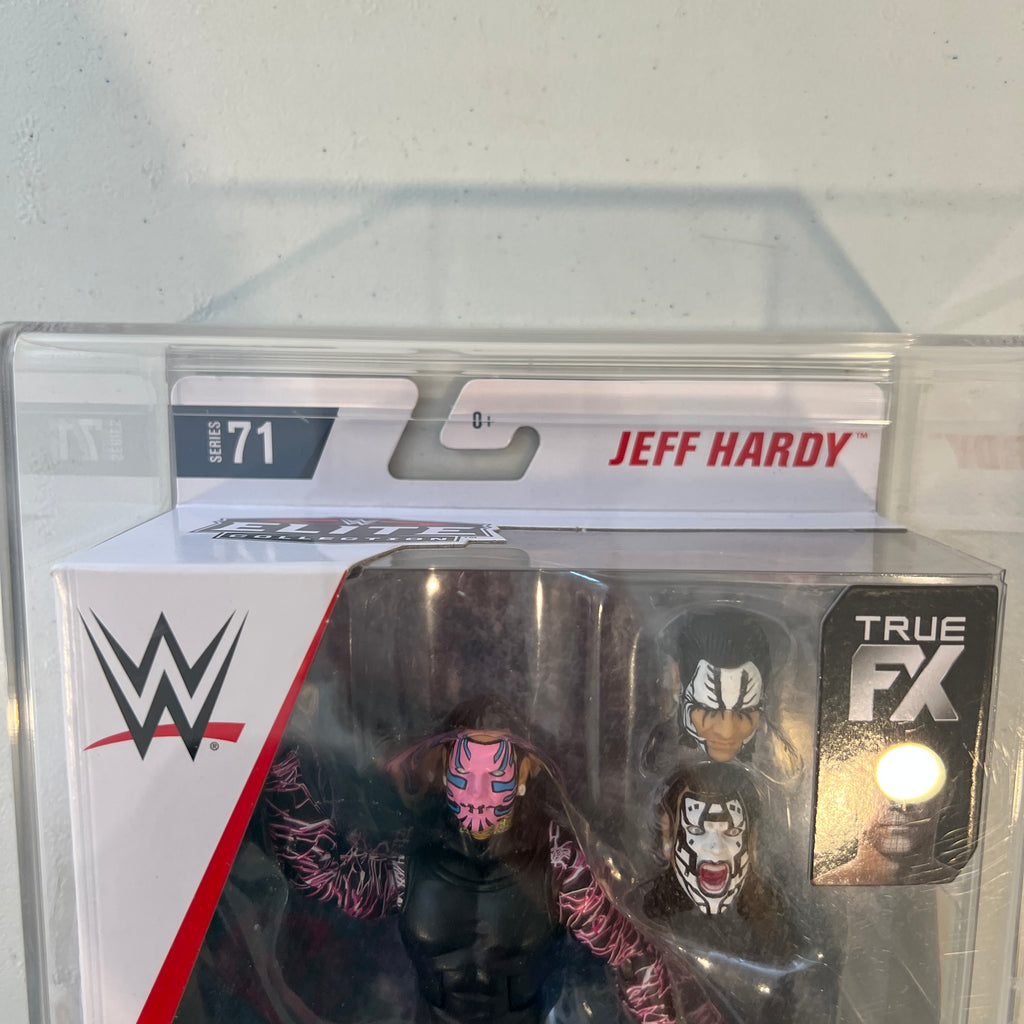 WWE Jeff Hardy Elite 71 Action Figure Mattel in Acrylic Defender Case