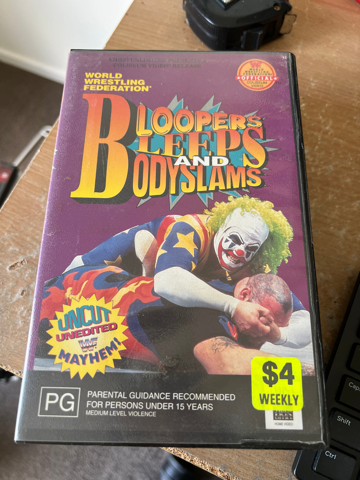 WWF Bloopers Bleeps & Bodyslams Vintage VHS Coliseum Video RARE OOP