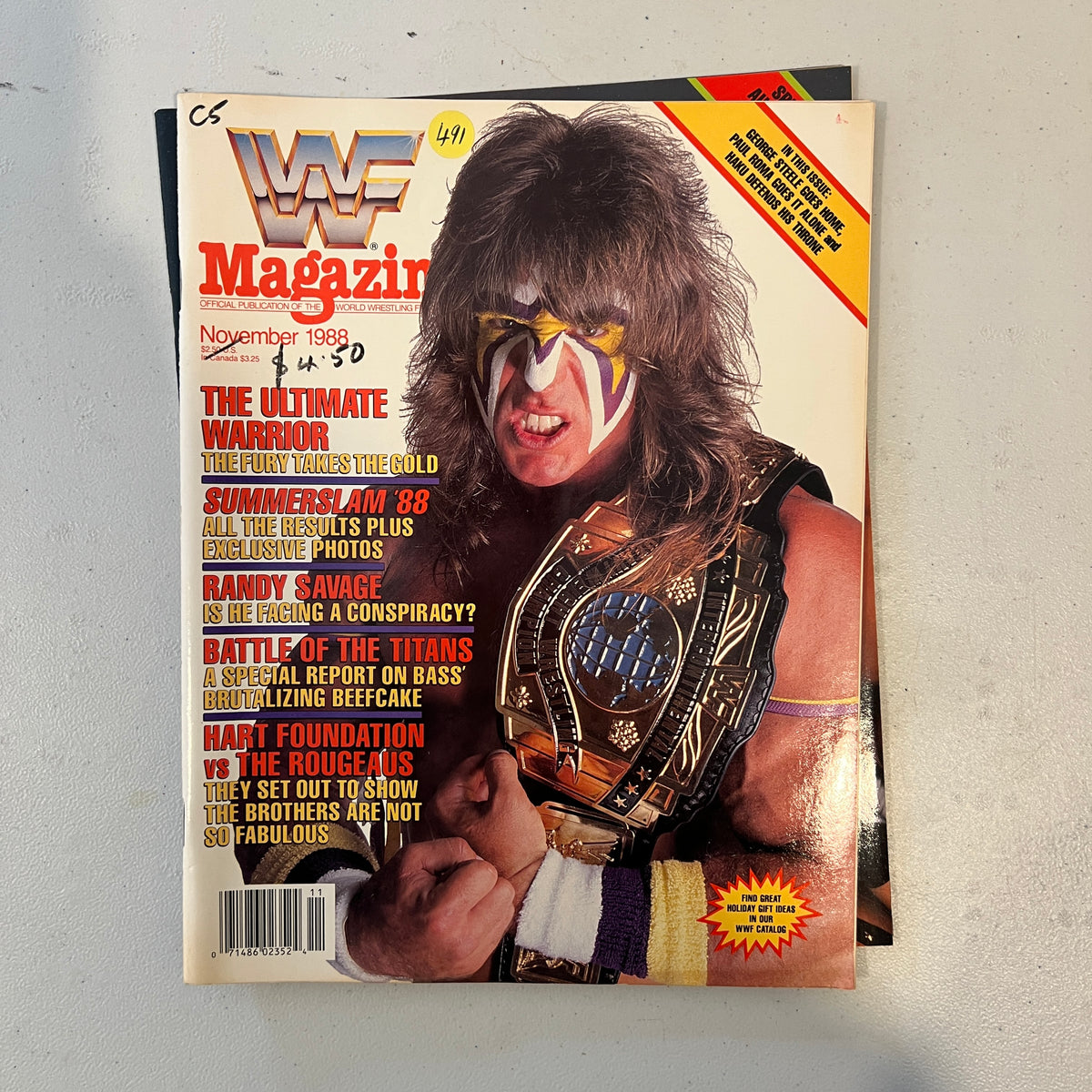 Ultimate Warrior WWF WWE Magazine 1990s Retro Wrestling Merchandise Collectable 1