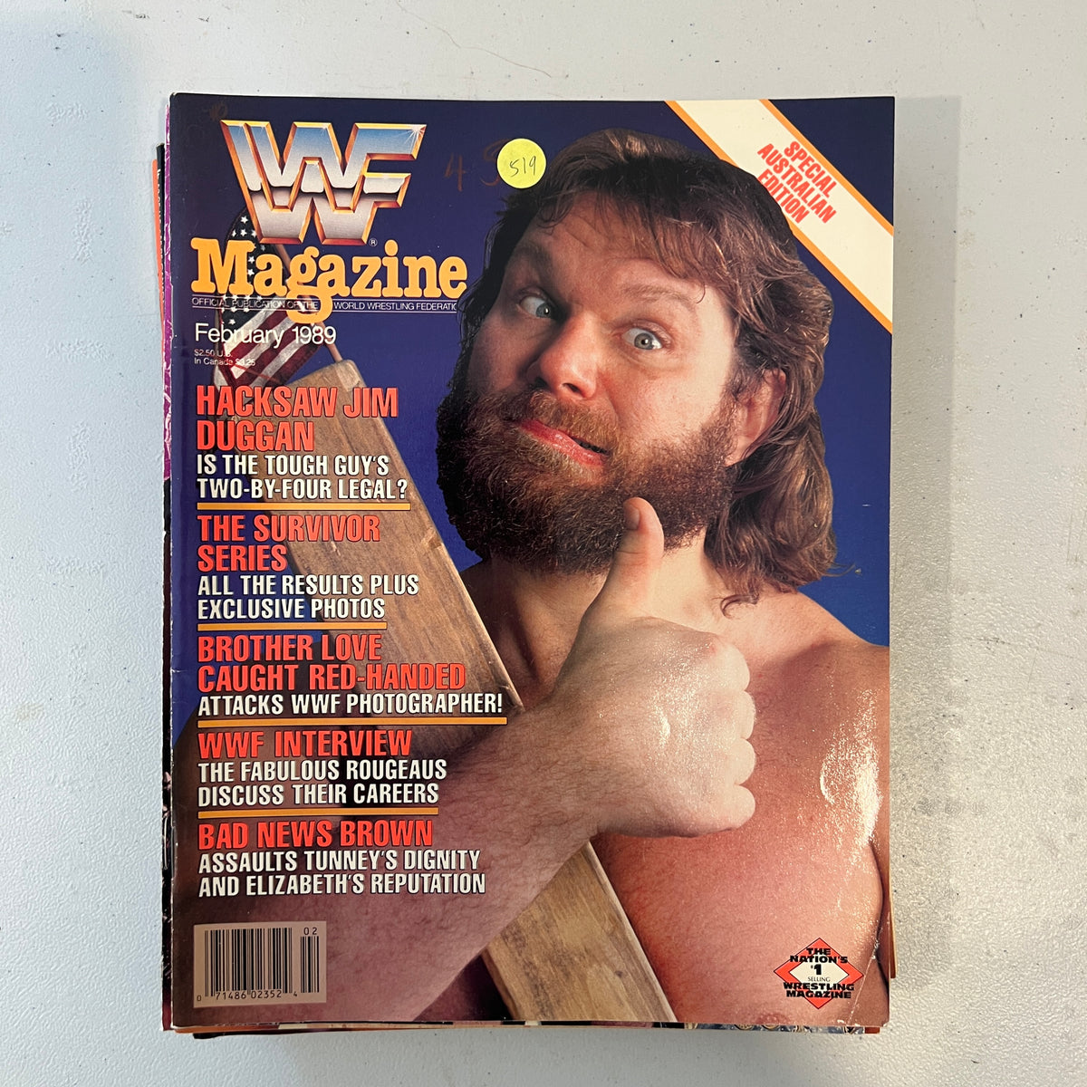 Hacksaw Jim WWF WWE Magazine 1990s Retro Wrestling Merchandise Collectable 2