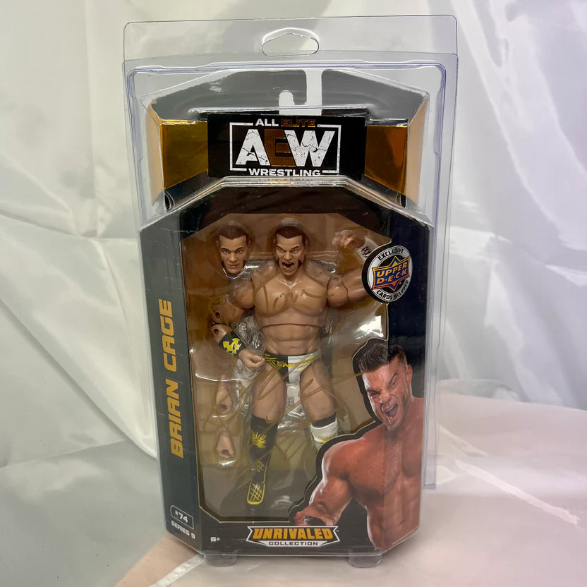 x3 Brian Cage, Shawn Spears, John Silver Autographed AEW Action Figures WWE