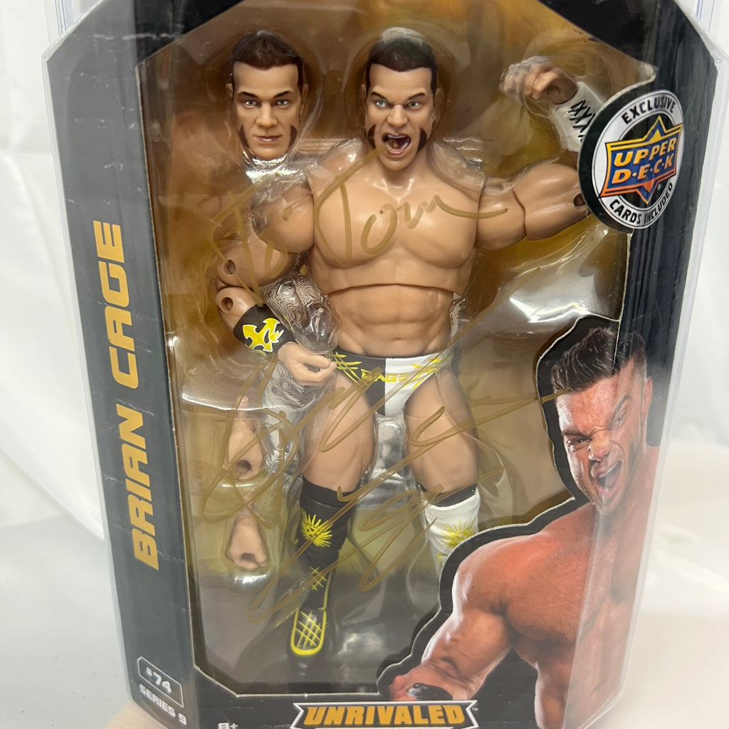 Brian Cage Autographed AEW Unrivaled 9 Action Figure Scale WWE
