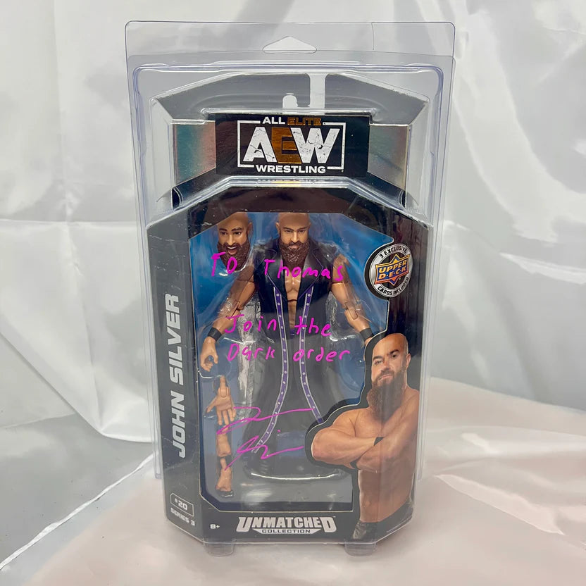 x3 Brian Cage, Shawn Spears, John Silver Autographed AEW Action Figures WWE
