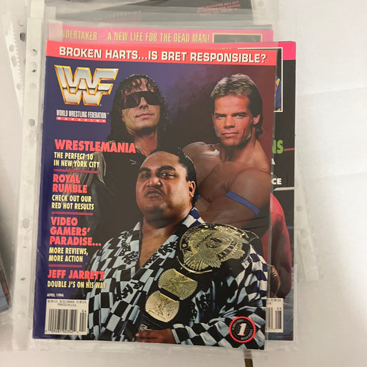 Yokozuna Bret Hart Lex Luger - WWE WWF Magazine Retro Collectable Authentic