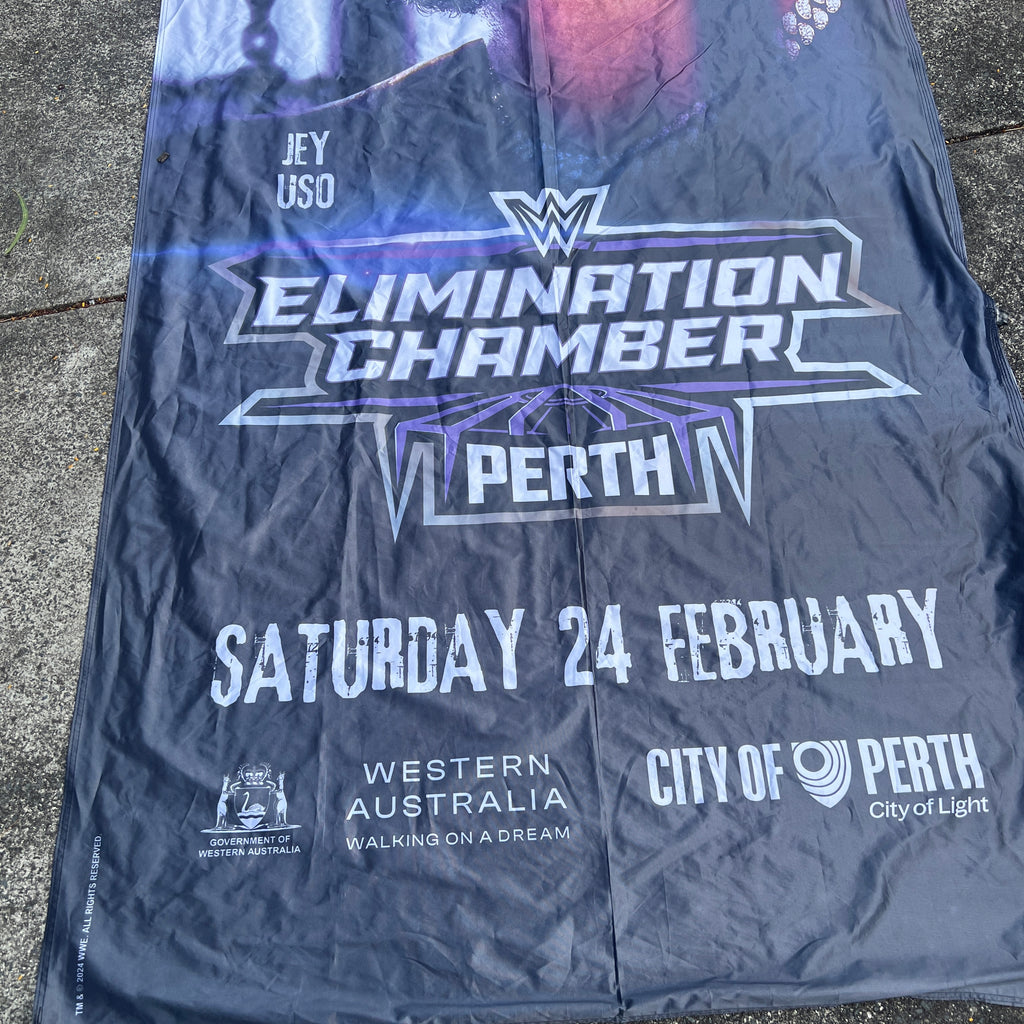 Jey Uso WWE Elimination Chamber 2024 Perth Australia Banner Massive Rare