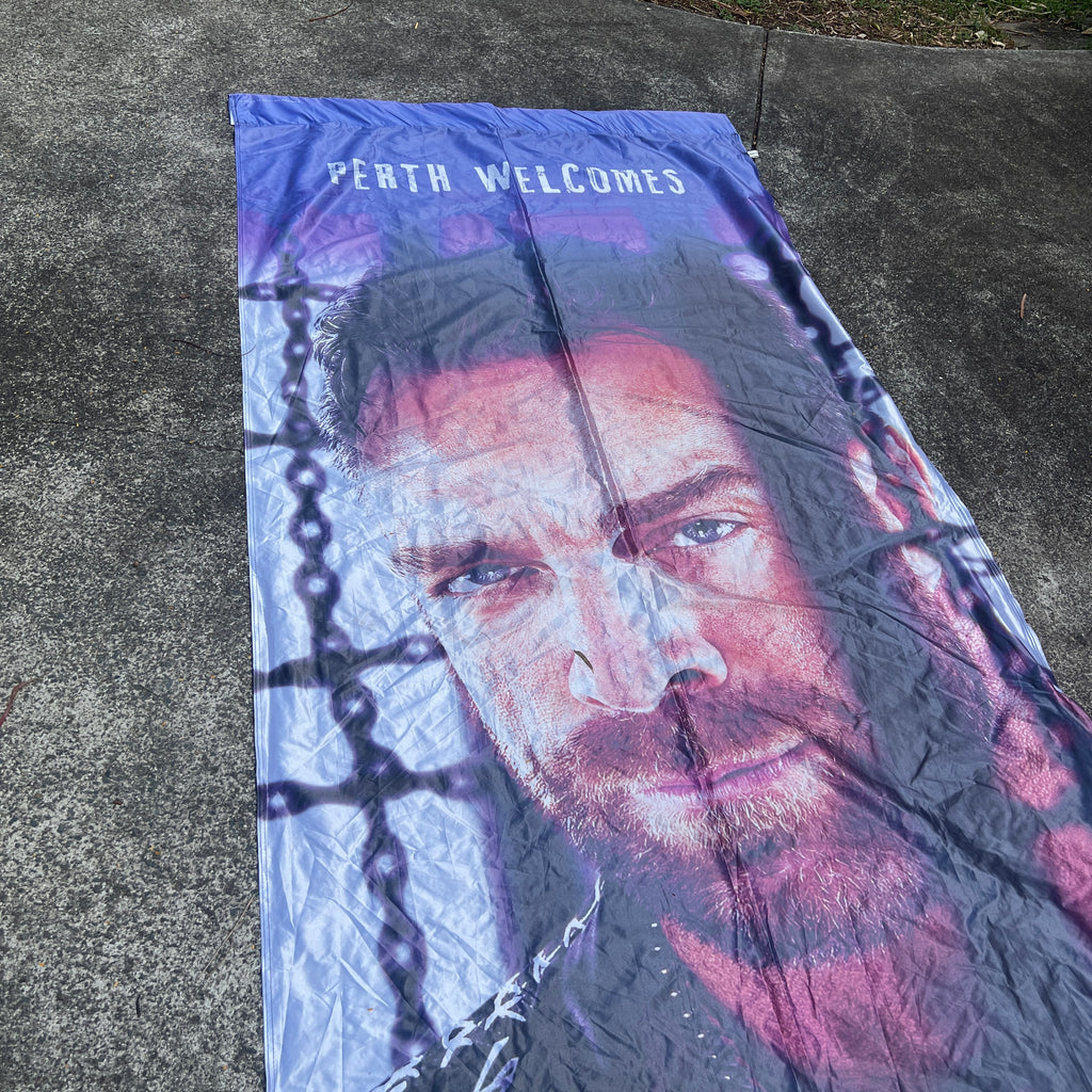 LA Knight WWE Elimination Chamber 2024 Perth Australia Banner Massive Rare