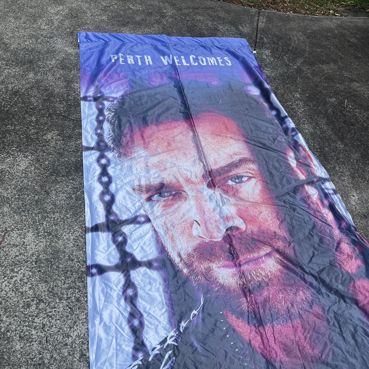 LA Knight WWE Elimination Chamber 2024 Perth Australia Banner Massive Rare
