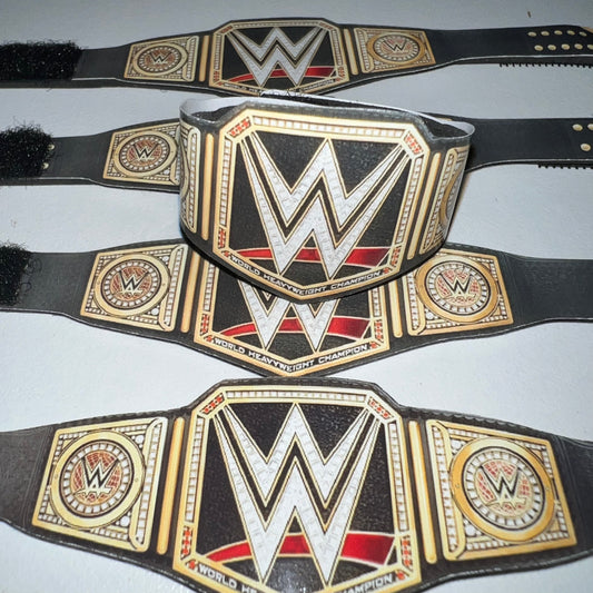 1x Black WWE World Heavyweight Championship - Handmade Custom Action Figure Elite Replica Title Belt Accessory