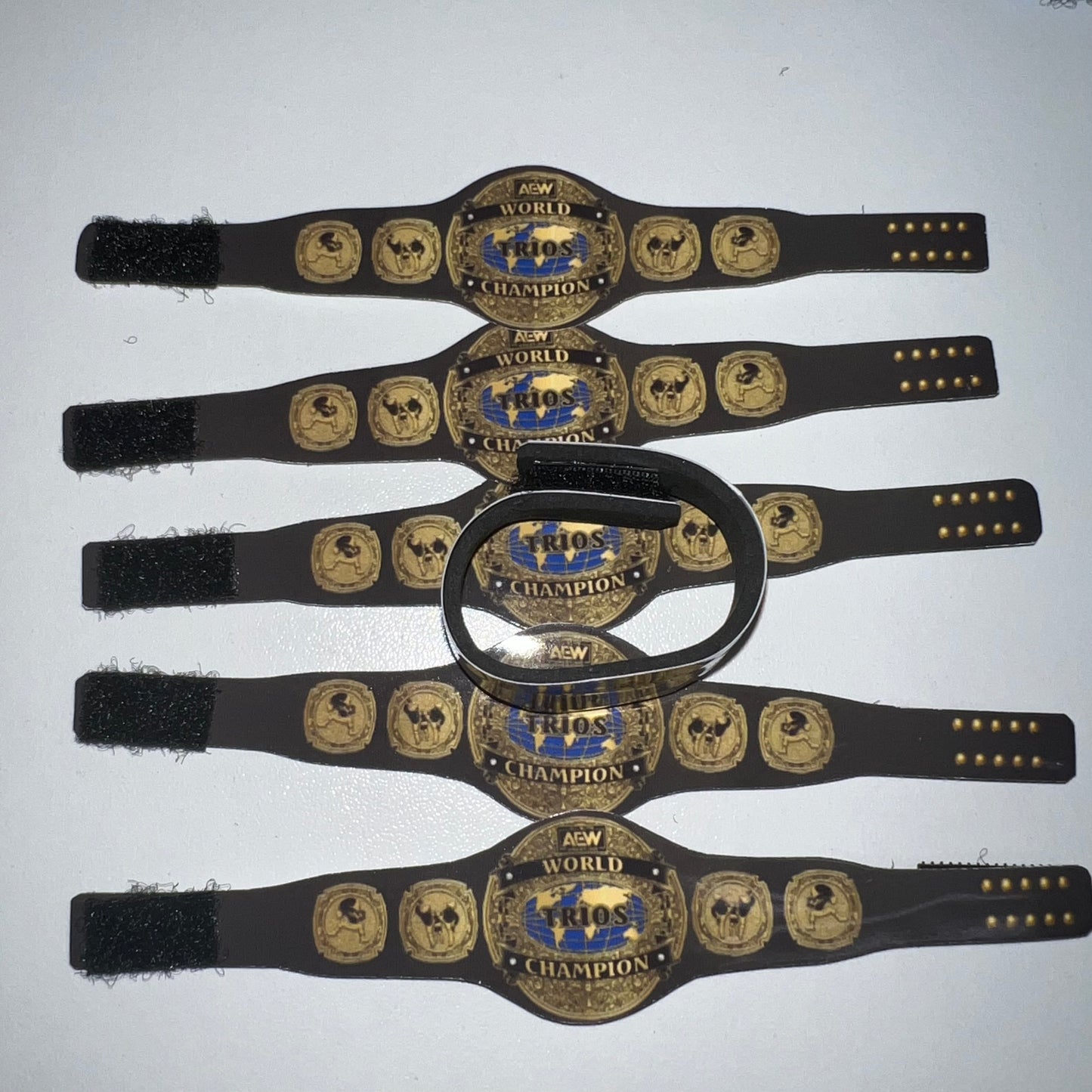 1x AEW Trios Championship - Handmade Custom Action Figure Elite Replica Title Belt Accessory