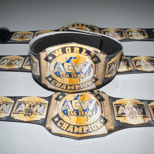 1x AEW World Tag Team Championship - Handmade Custom Action Figure Elite Replica Title Belt Accessory