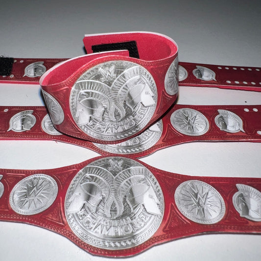 1x WWE Raw Tag Team Championship - Handmade Custom Action Figure Elite Replica Title Belt Accessory