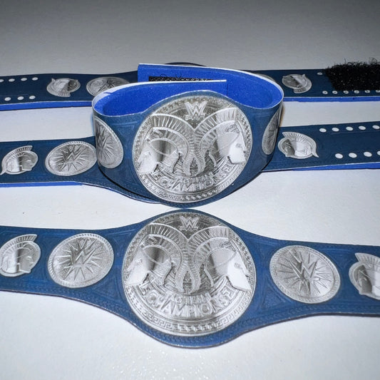 1x WWE Smackdown Tag Team Championship - Handmade Custom Action Figure Elite Replica Title Belt Accessory