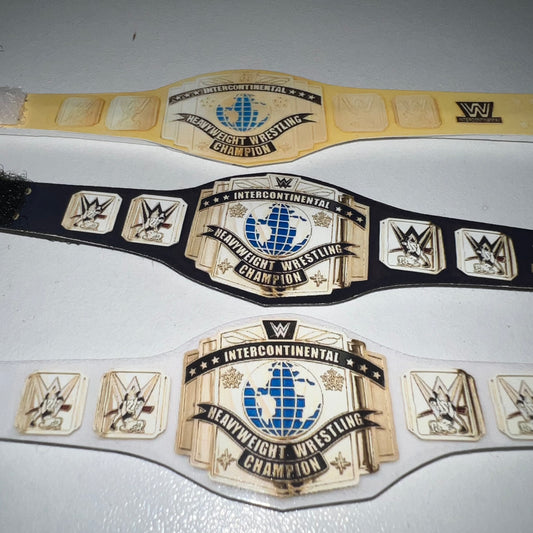 WWE 3x Intercontinental Championships - Handmade Custom Action Figure Elite Replica Title Belt