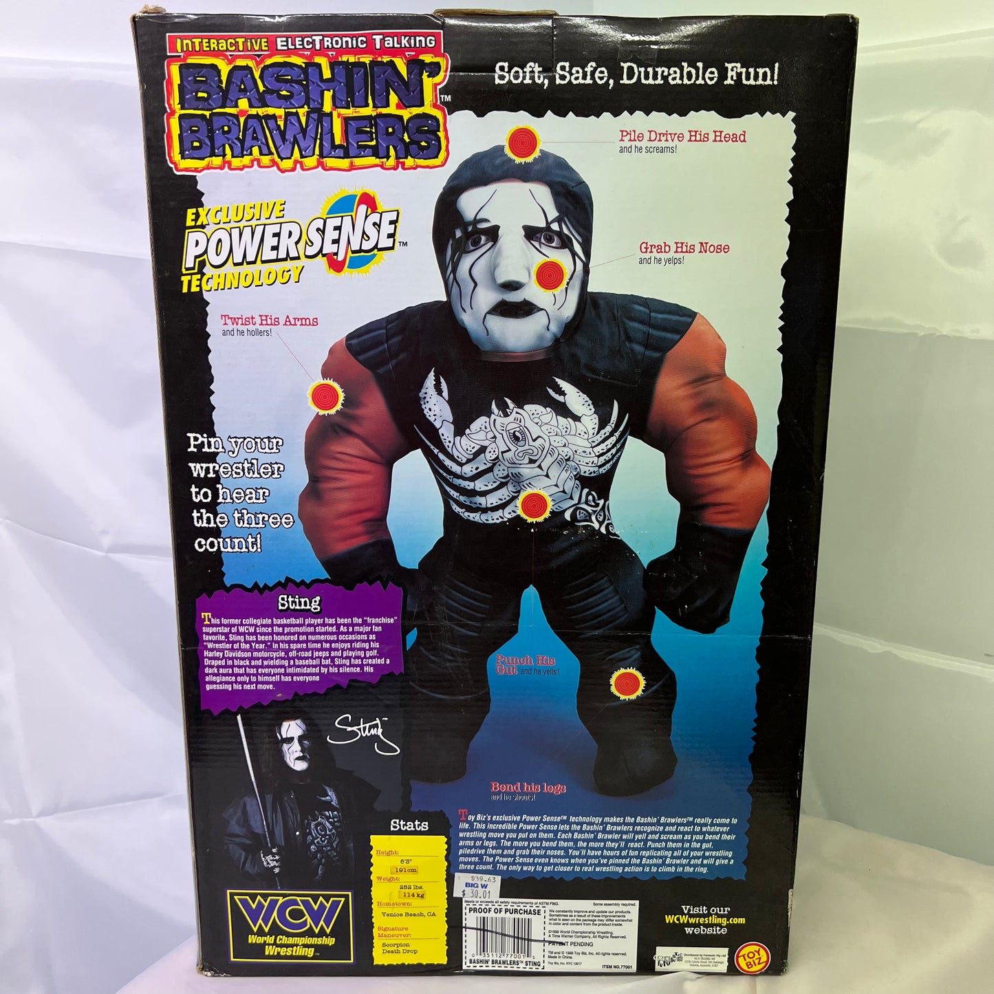 Sting - WCW Bash N Brawler Plush WWE FACTORY SEALED Rare