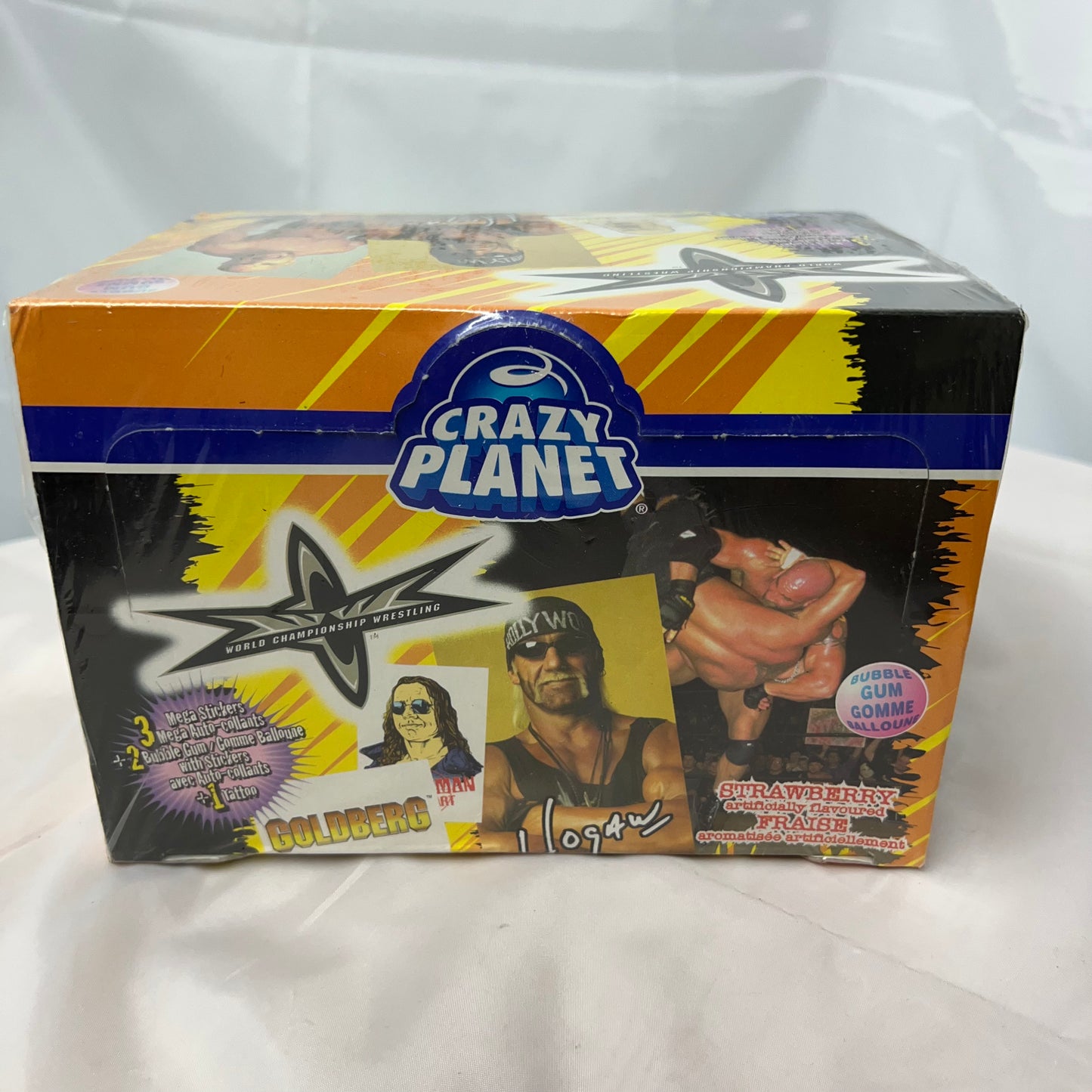 Factory sealed box of WCW Mega Stickers Crazy Planet 1999 WWE