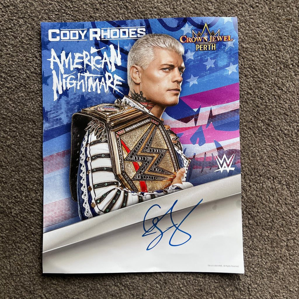 WWE Crown Jewel Perth Cody Rhodes Signed 11x14 Photo Autograph Australia Rare