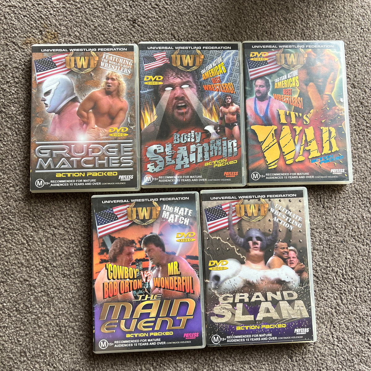 5 x UWF Universal Wrestling Federation DVD wrestling WWE Bundle