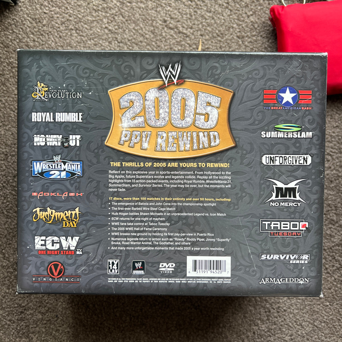 WWE 2005 PPV Rewind Box Set DVD 17-Disc Set Wrestlemania & More Bundle