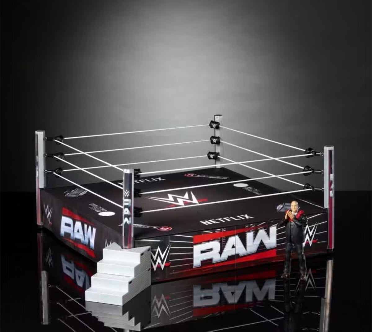 PREORDER WWE Raw Netflix Scale Ring with Paul Heyman Figure Exclusive