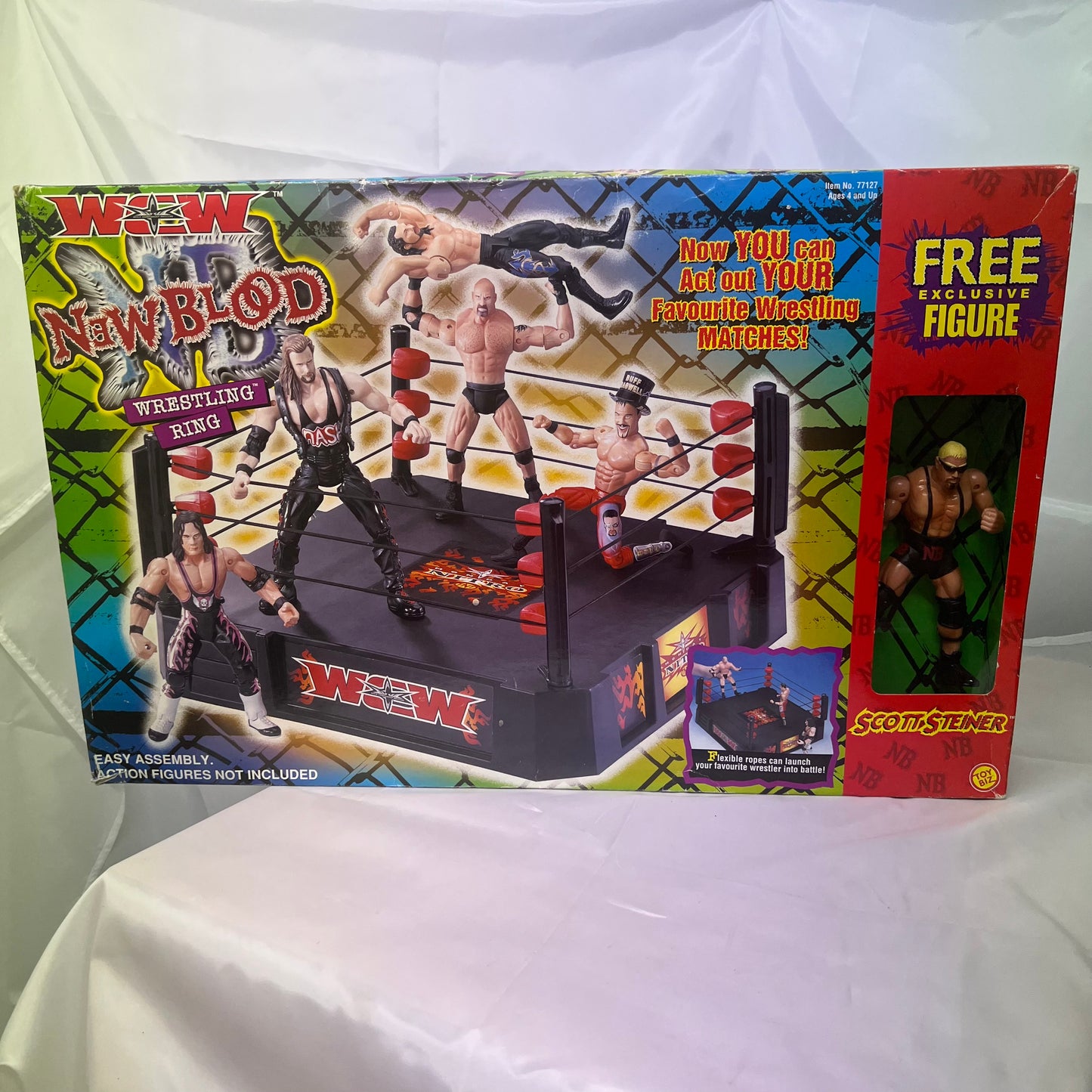 WWE 2000 WCW Toy Biz WCW New Blood Wrestling Ring [With Scott Steiner]