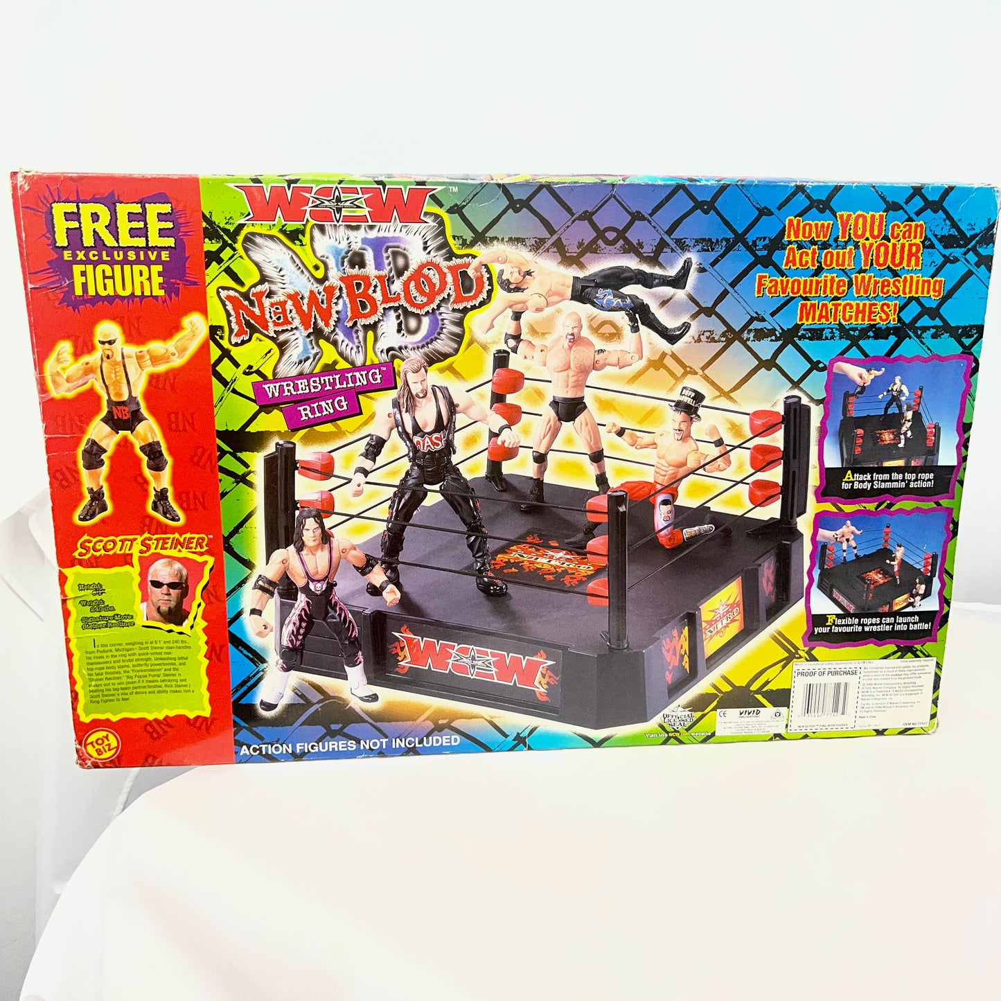 WWE 2000 WCW Toy Biz WCW New Blood Wrestling Ring [With Scott Steiner]