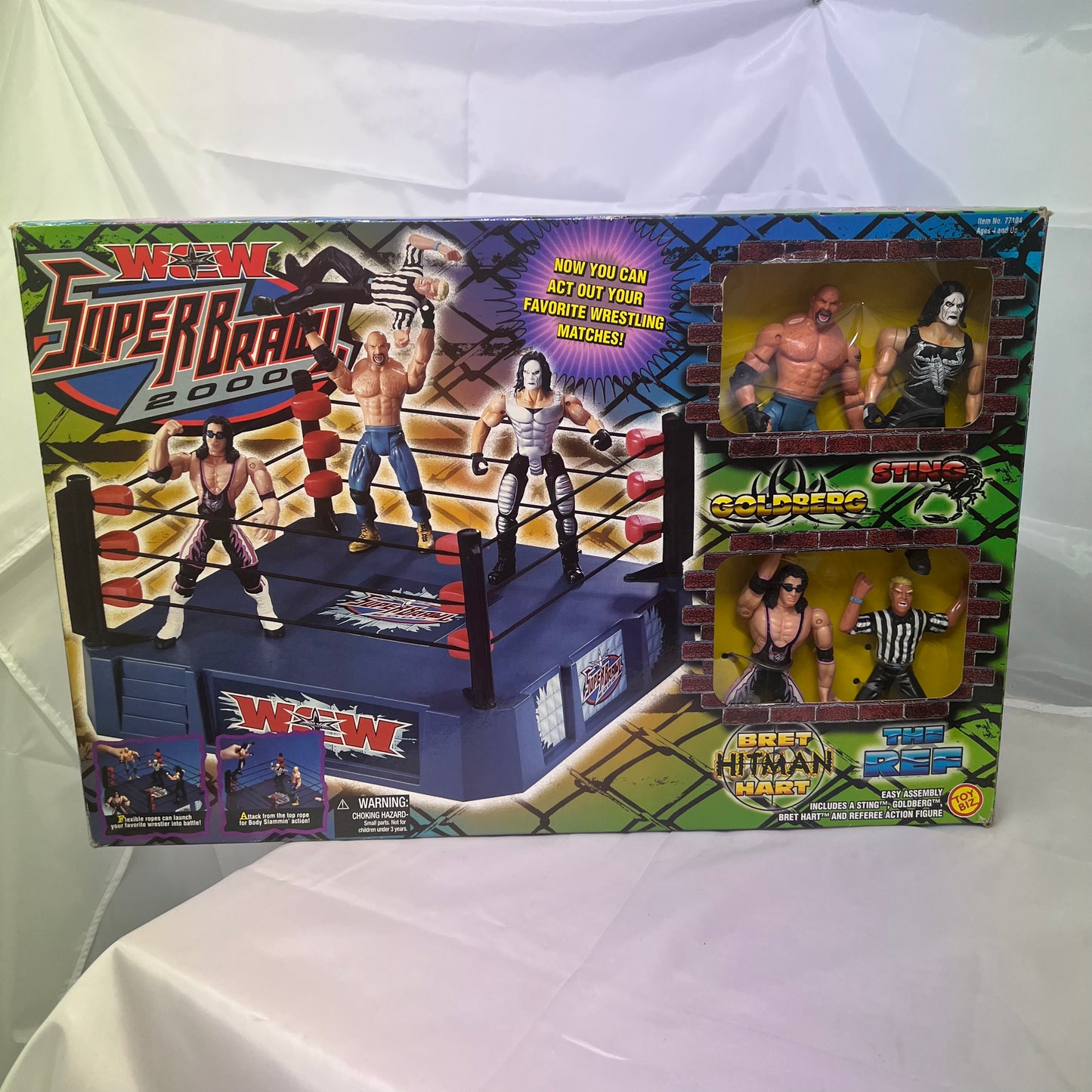 WWE 2000 WCW Toy Biz WCW SuperBrawl 2000 [With Goldberg, Sting, Bret "Hitman" Hart & The Ref]