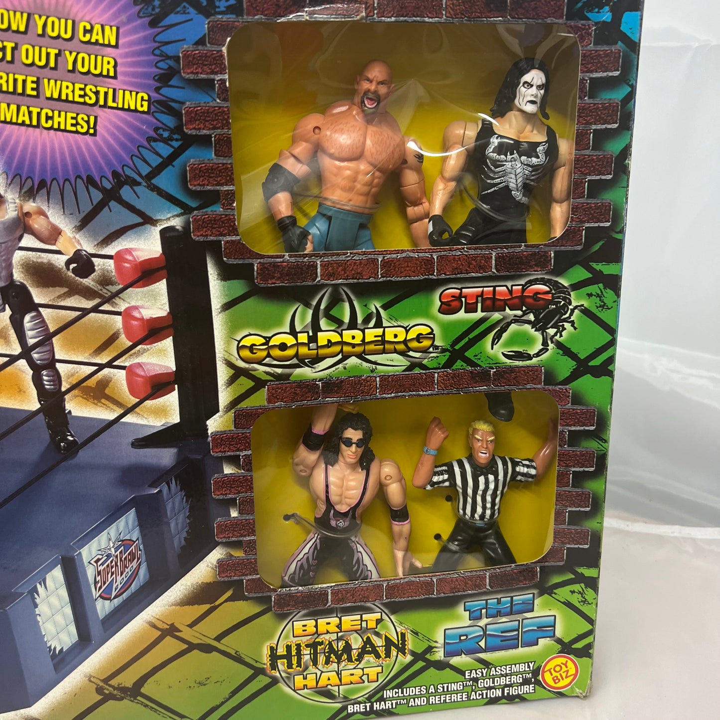 WWE 2000 WCW Toy Biz WCW SuperBrawl 2000 [With Goldberg, Sting, Bret "Hitman" Hart & The Ref]