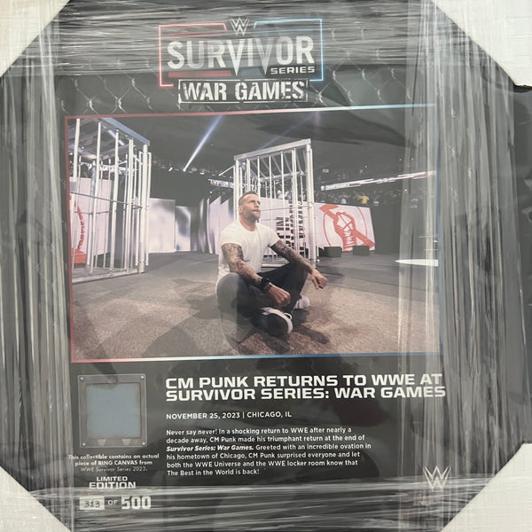 CM Punk Return 2023 Survivor Series plaque with Ring Canvas 313/500