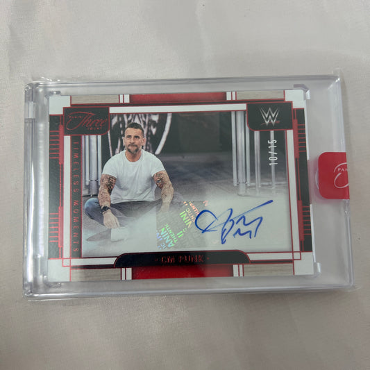 2024 WWE Panini Three Count CM PUNK Timeless Moments RED AUTO 10/15 - SEALED RARE